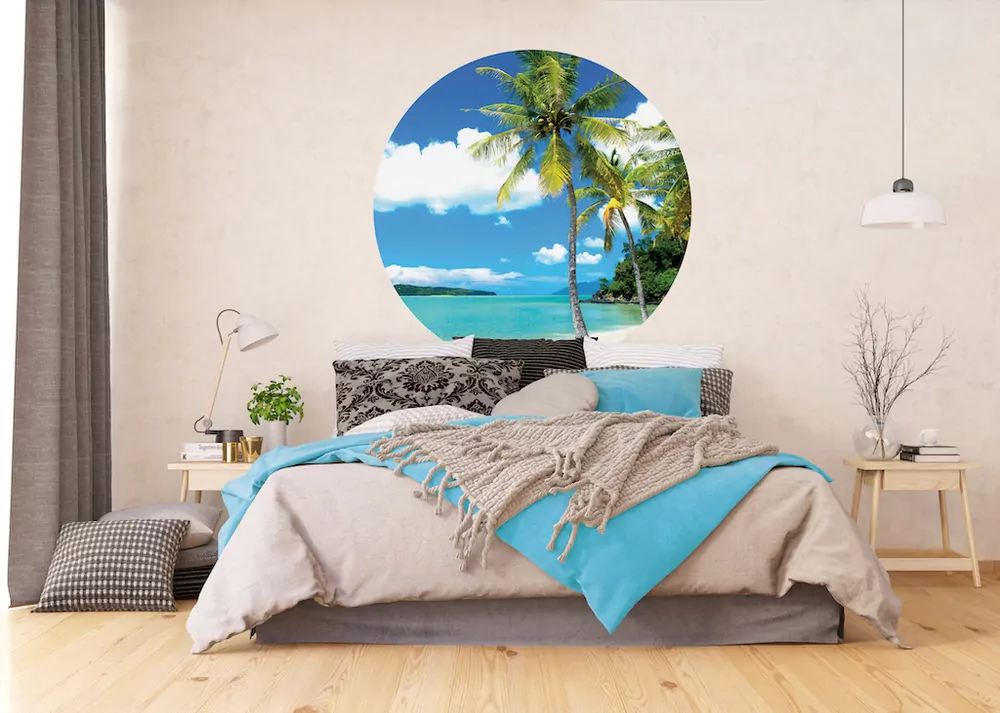 Samolepiaca fototapeta CR3305 Palms on Beach 140 x 140 cm