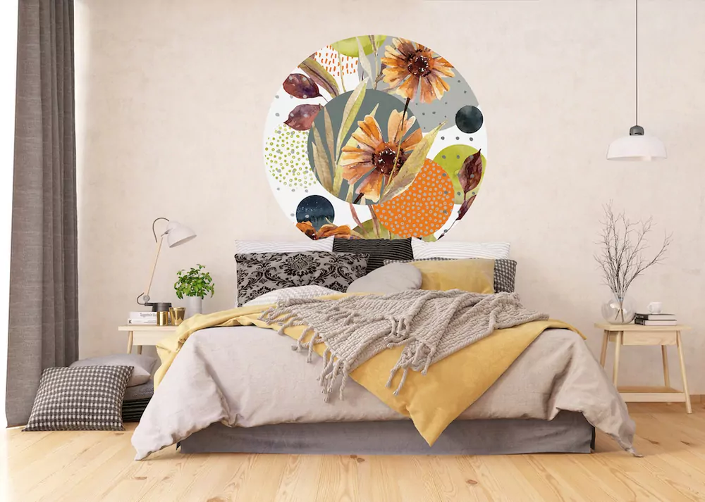 Samolepiaca fototapeta CR3319 Flowers and Shapes 140 x 140 cm