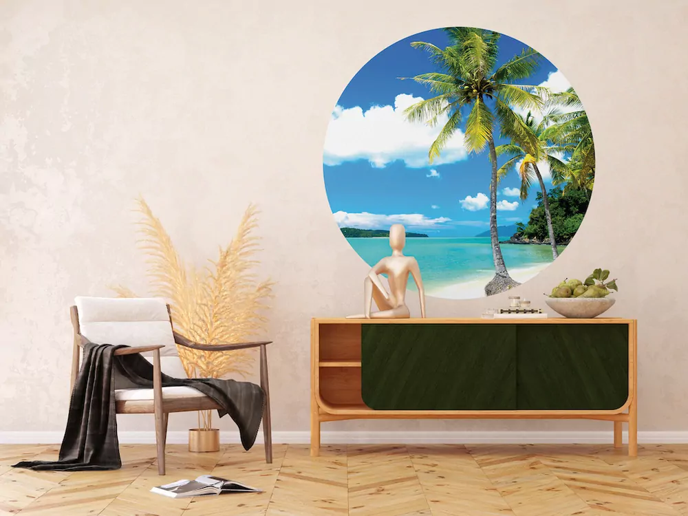 Samolepiaca fototapeta CR3305 Palms on Beach 140 x 140 cm