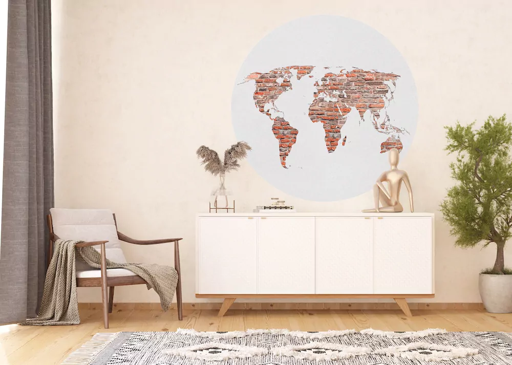 Samolepiaca fototapeta CR3330 Brick Worldmap 140 x 140 cm