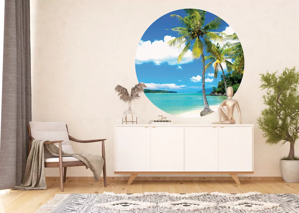 Samolepiaca fototapeta CR3305 Palms on Beach 140 x 140 cm