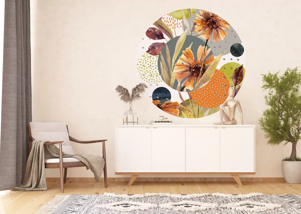 Samolepiaca fototapeta CR3319 Flowers and Shapes 140 x 140 cm