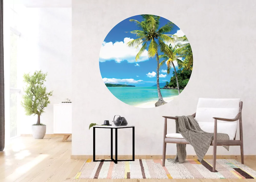 Samolepiaca fototapeta CR3305 Palms on Beach 140 x 140 cm