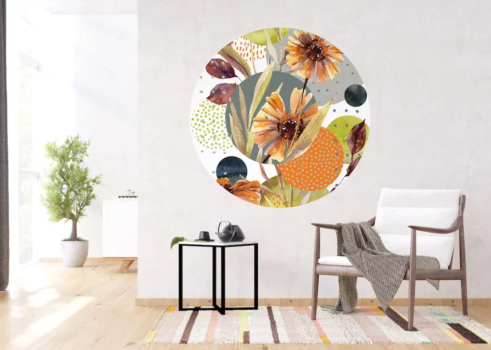 Samolepiaca fototapeta CR3319 Flowers and Shapes 140 x 140 cm