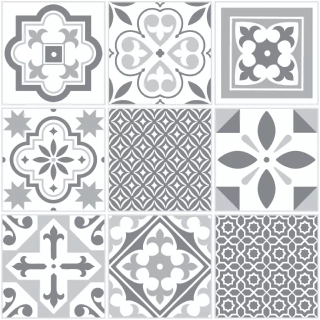 Samolepiace podlahové štvorce ŠEDÉ ORNAMENTY 1m2 - 274-5061