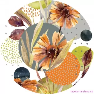 Samolepiaca fototapeta CR3219 Flowers and Shapes 70 x 70 cm