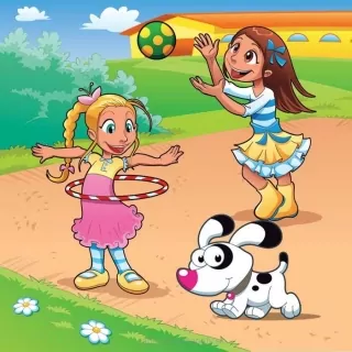 Vliesové fototapety Girls playing L-287